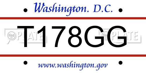 T178GG District Of Columbia License Plate