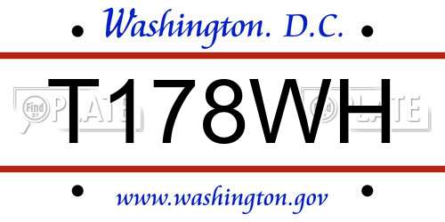 T178WH District Of Columbia License Plate
