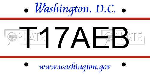 T17AEB District Of Columbia License Plate