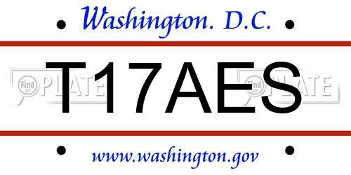 T17AES District Of Columbia License Plate