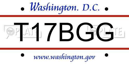 T17BGG District Of Columbia License Plate