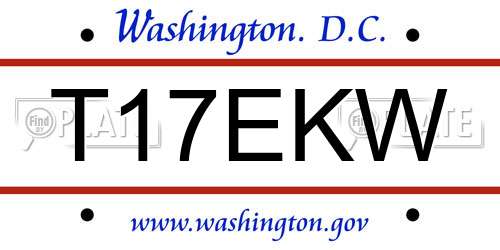 T17EKW District Of Columbia License Plate