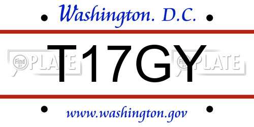T17GY District Of Columbia License Plate