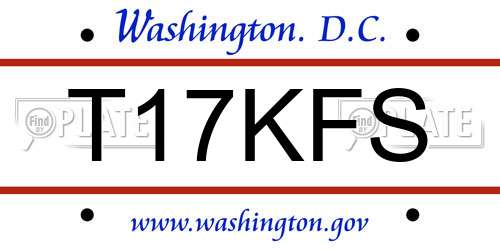 T17KFS District Of Columbia License Plate