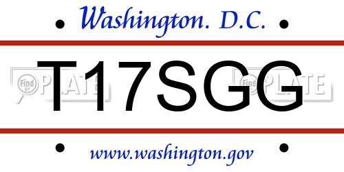 T17SGG District Of Columbia License Plate