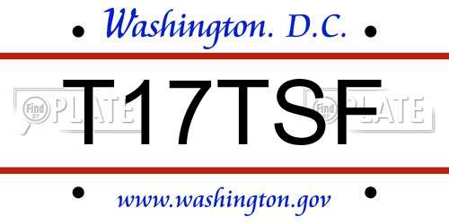 T17TSF District Of Columbia License Plate