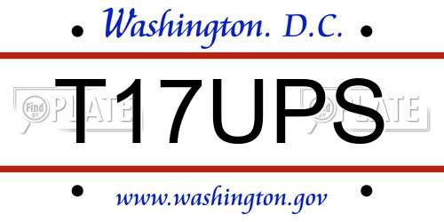 T17UPS District Of Columbia License Plate