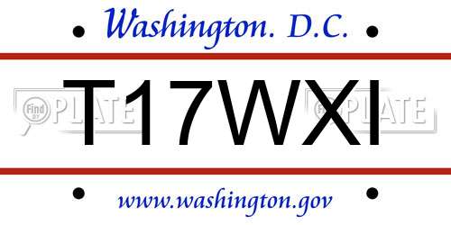 T17WXI District Of Columbia License Plate