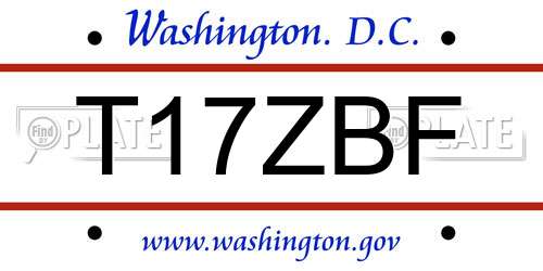 T17ZBF District Of Columbia License Plate