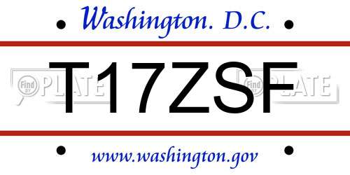 T17ZSF District Of Columbia License Plate