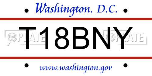 T18BNY District Of Columbia License Plate