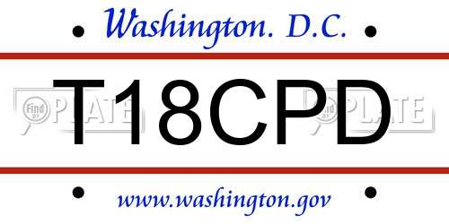 T18CPD District Of Columbia License Plate