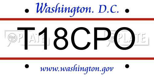 T18CPO District Of Columbia License Plate