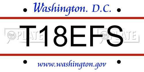 T18EFS District Of Columbia License Plate