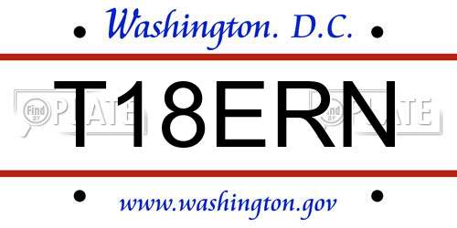 T18ERN District Of Columbia License Plate