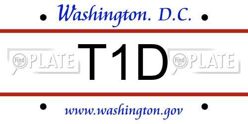 T1D District Of Columbia License Plate