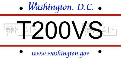 T200VS District Of Columbia License Plate
