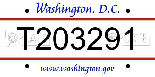 T203291 District Of Columbia License Plate