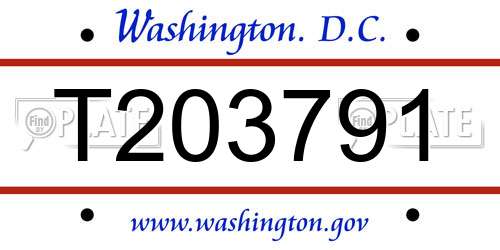 T203791 District Of Columbia License Plate
