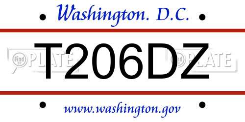 T206DZ District Of Columbia License Plate