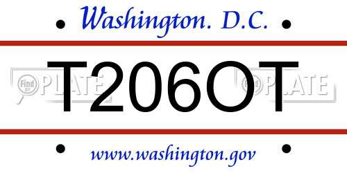 T206OT District Of Columbia License Plate