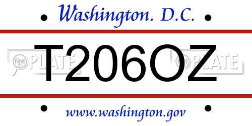 T206OZ District Of Columbia License Plate