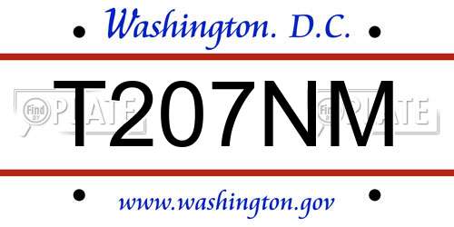 T207NM District Of Columbia License Plate