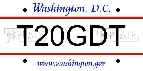 T20GDT District Of Columbia License Plate