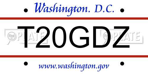 T20GDZ District Of Columbia License Plate