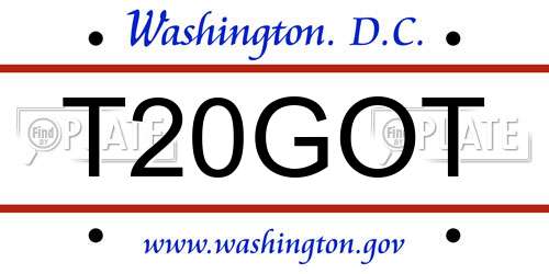 T20GOT District Of Columbia License Plate