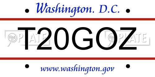 T20GOZ District Of Columbia License Plate