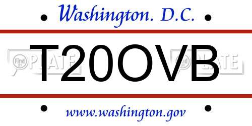 T20OVB District Of Columbia License Plate