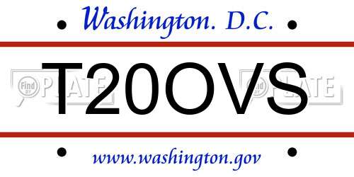 T20OVS District Of Columbia License Plate