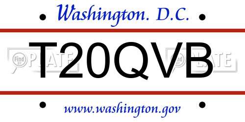 T20QVB District Of Columbia License Plate