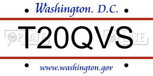 T20QVS District Of Columbia License Plate
