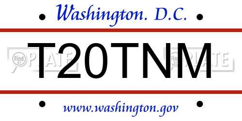 T20TNM District Of Columbia License Plate