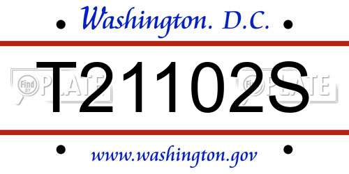 T21102S District Of Columbia License Plate