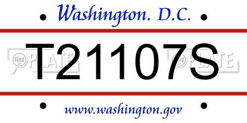 T21107S District Of Columbia License Plate