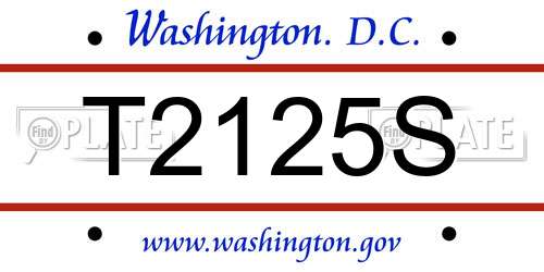 T2125S District Of Columbia License Plate