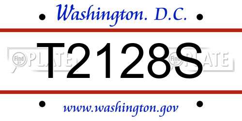 T2128S District Of Columbia License Plate