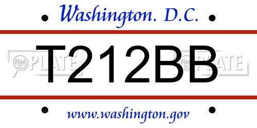 T212BB District Of Columbia License Plate