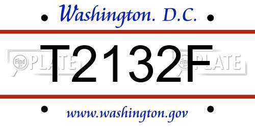 T2132F District Of Columbia License Plate