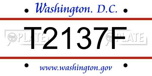 T2137F District Of Columbia License Plate