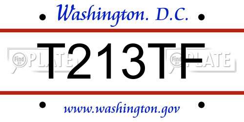 T213TF District Of Columbia License Plate