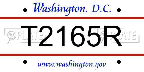 T2165R District Of Columbia License Plate
