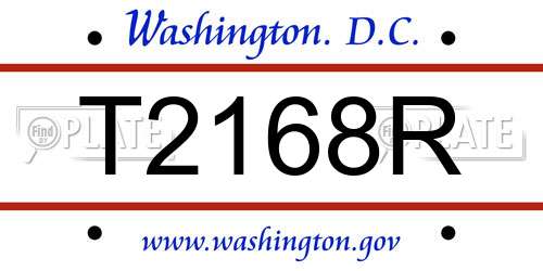 T2168R District Of Columbia License Plate
