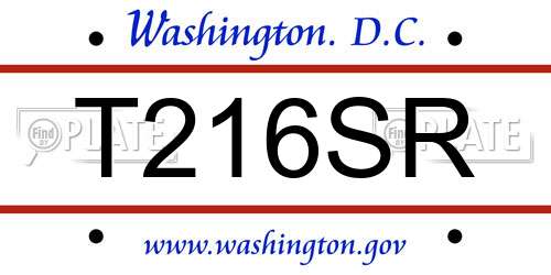 T216SR District Of Columbia License Plate