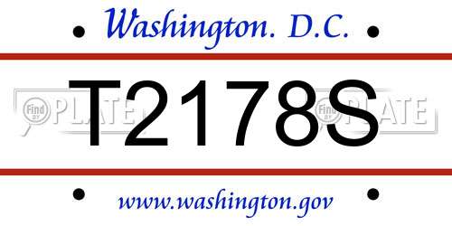 T2178S District Of Columbia License Plate