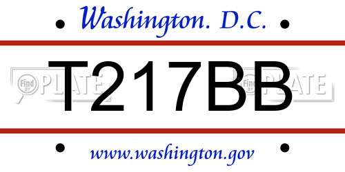 T217BB District Of Columbia License Plate