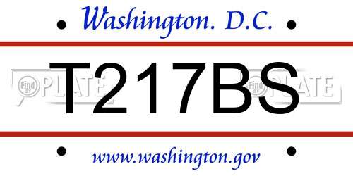 T217BS District Of Columbia License Plate